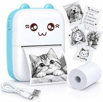 Дитячий портативний мініпринтер Mini Printer, термопринтер для друку фото &mdash; синій 1035 фото