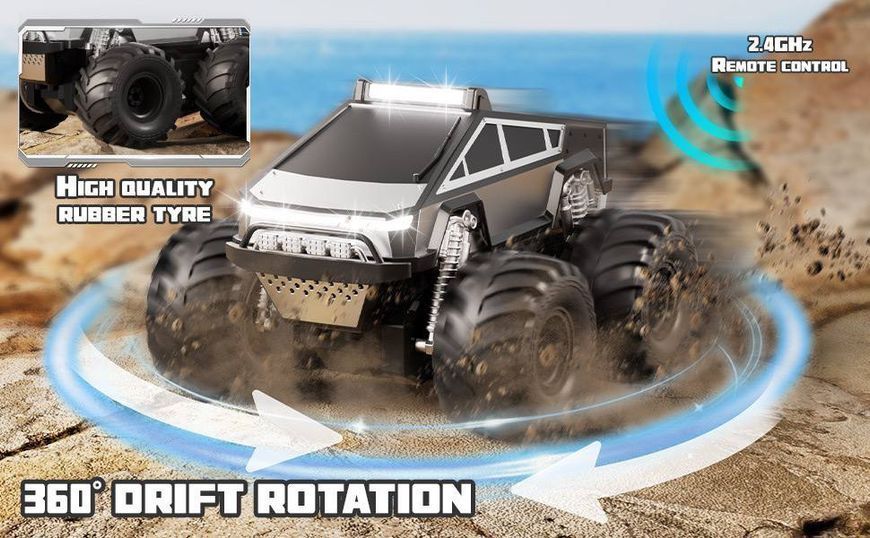 Детская радиоуправляемая машинка Cybertruck 4WD &mdash; водонепроницаемая амфибия для трюков на воде и суше 1041 фото